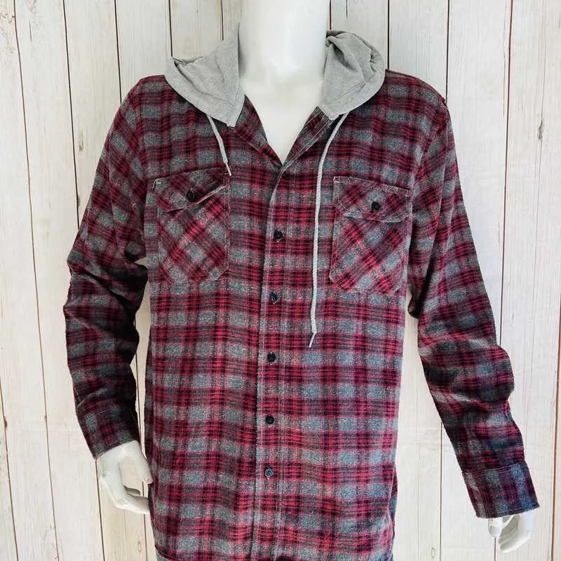 Camisa Cuadros Burdeo/gris con gorro RSQ