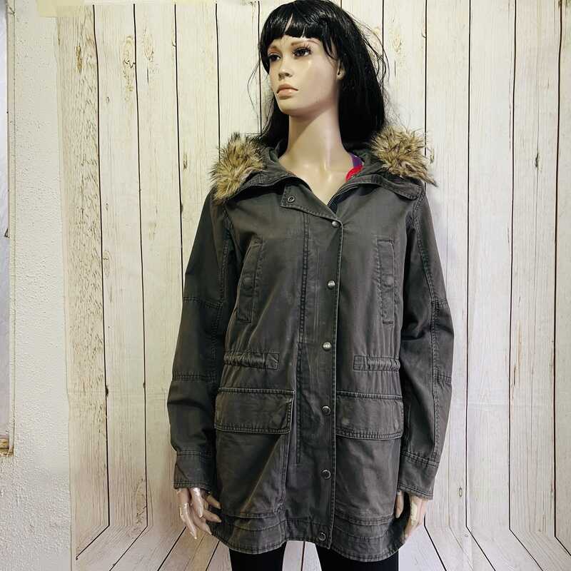 Parka Abrigo forrado piel verde musgo GAP