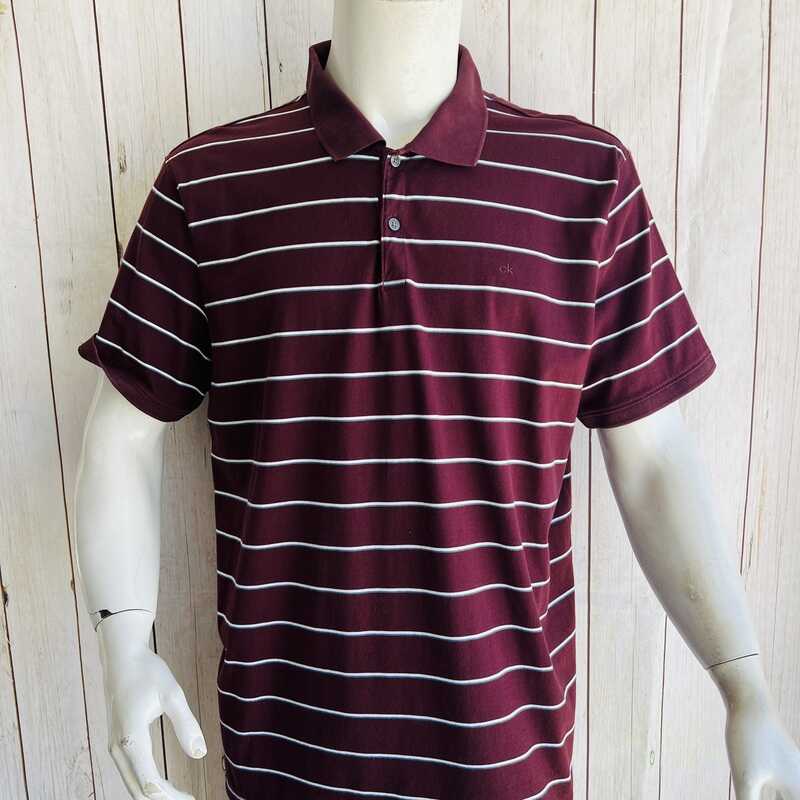 Poleras Manga Corta Cuello Pique Burdeo Rayas Calvin Klein