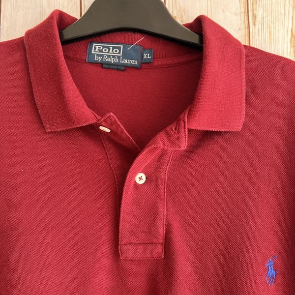 Polera Manga Larga Cuello Pique Burdeo Ralph Lauren Polo - Imagen 4