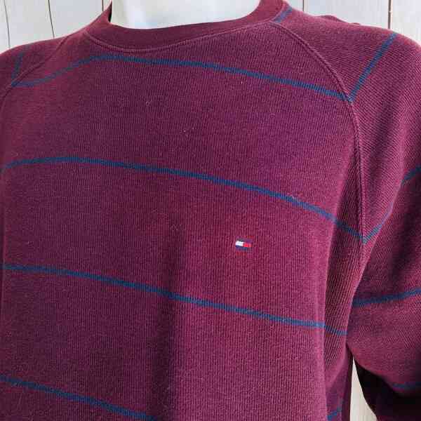 Sweaters cuello redondo Burdeo lineas Hombre Tommy Hilfiger