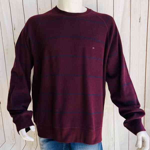 Sweaters cuello redondo Burdeo lineas Hombre Tommy Hilfiger