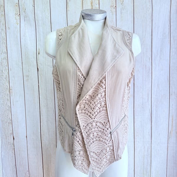 Chaleco Gillet Lino Beigue Mujer